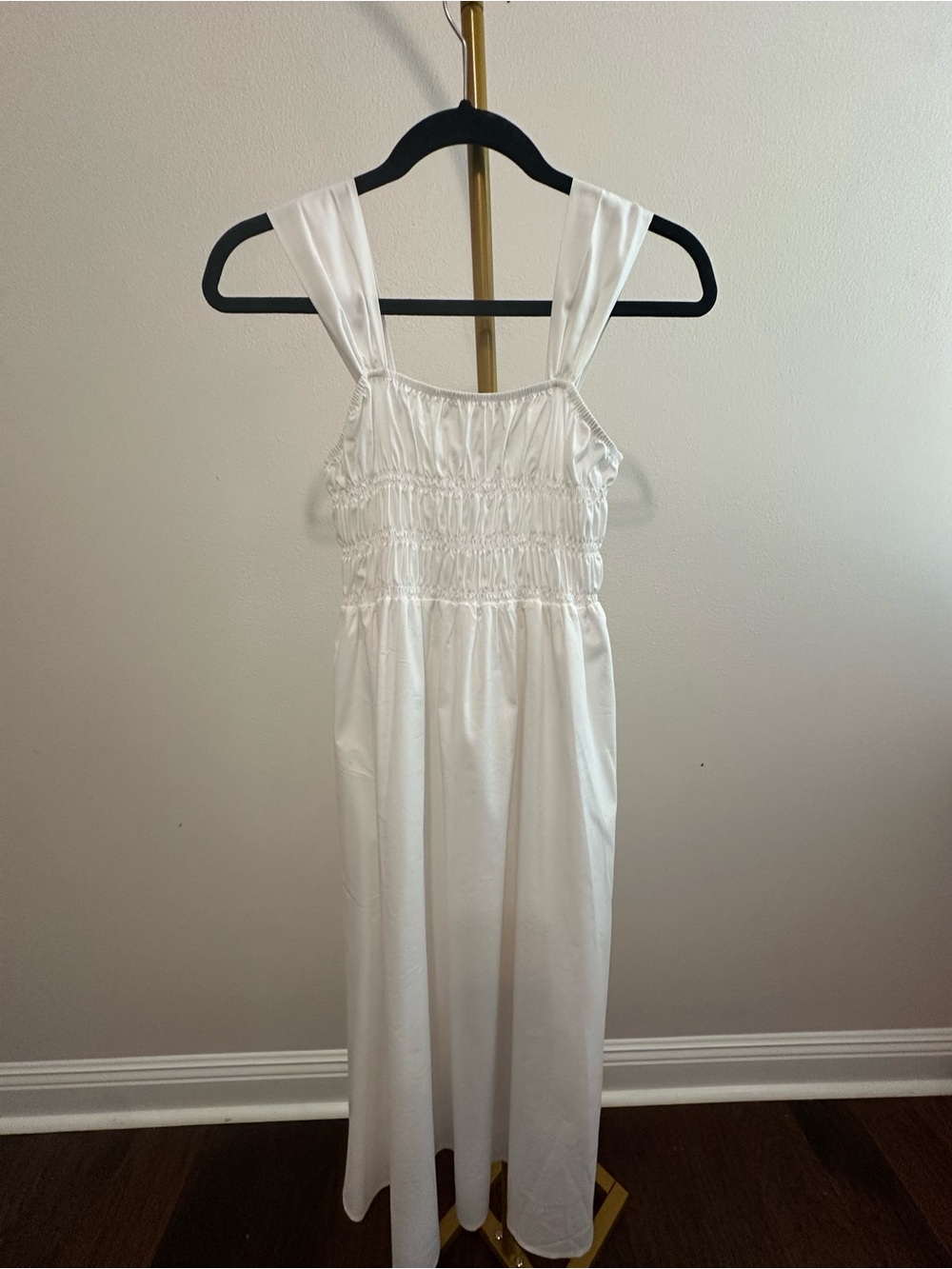 Nanette Lepore White Smocked Satin Chemise